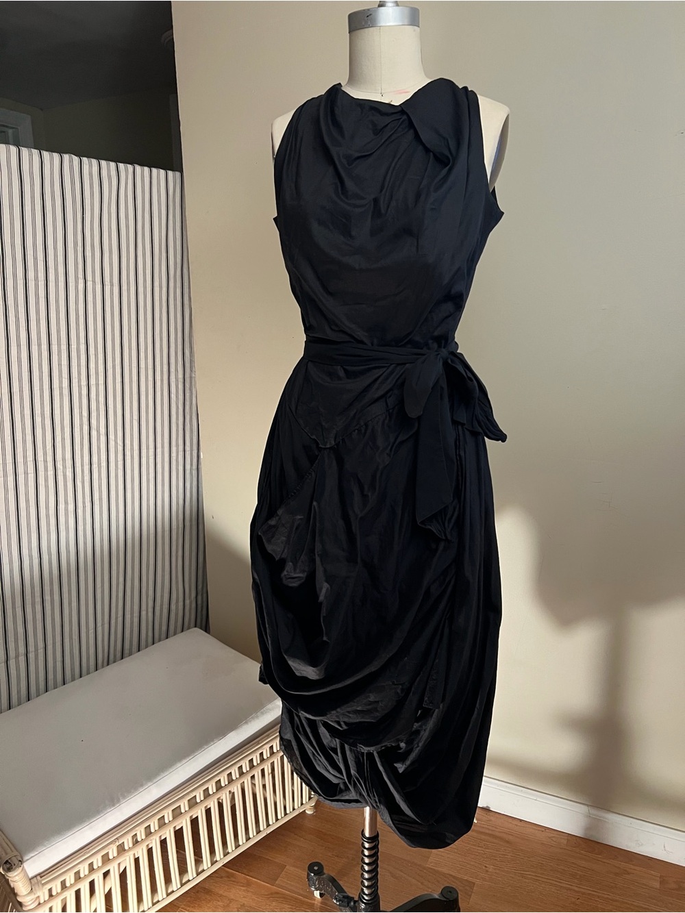 🥀 Vivienne Westwood Anglomania Black Draped Asymmetrical Midi Dress Size: M| 8 🥀